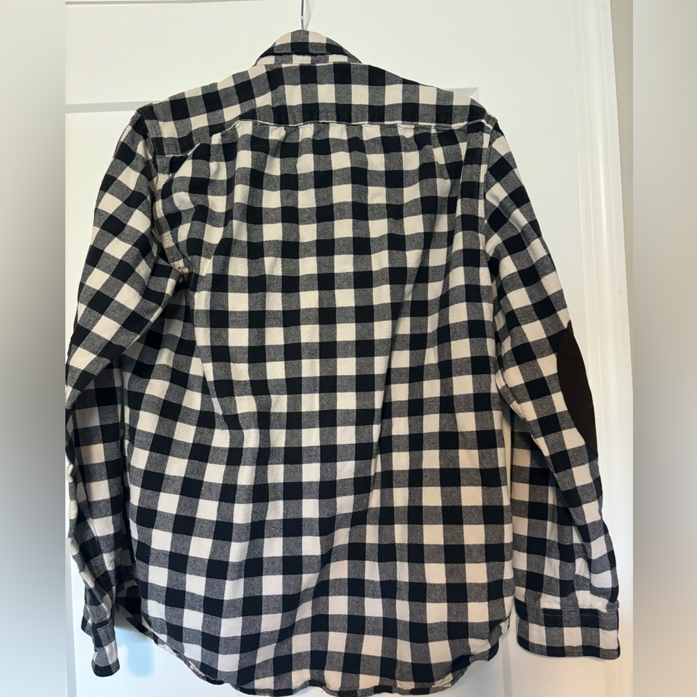 J.Crew Plaid rugged elbow-patch shirt Cream/Black check Size M Men’s‎ - Picture 5 of 5
